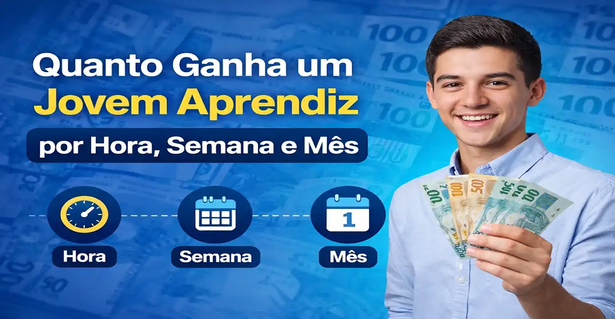 Jovem aprendiz analisando quanto vai receber de salário em 2026