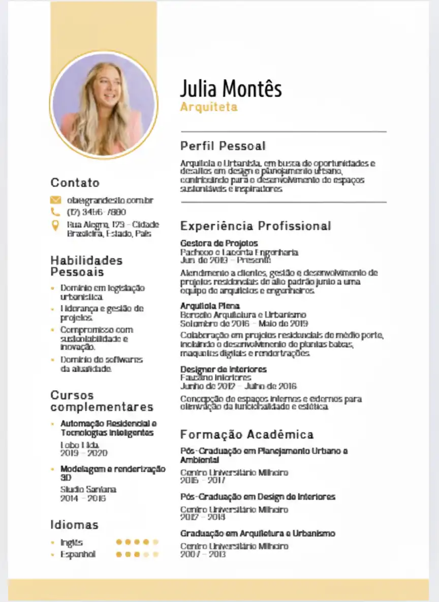 Modelo de currículo Executivo para cargos de liderança