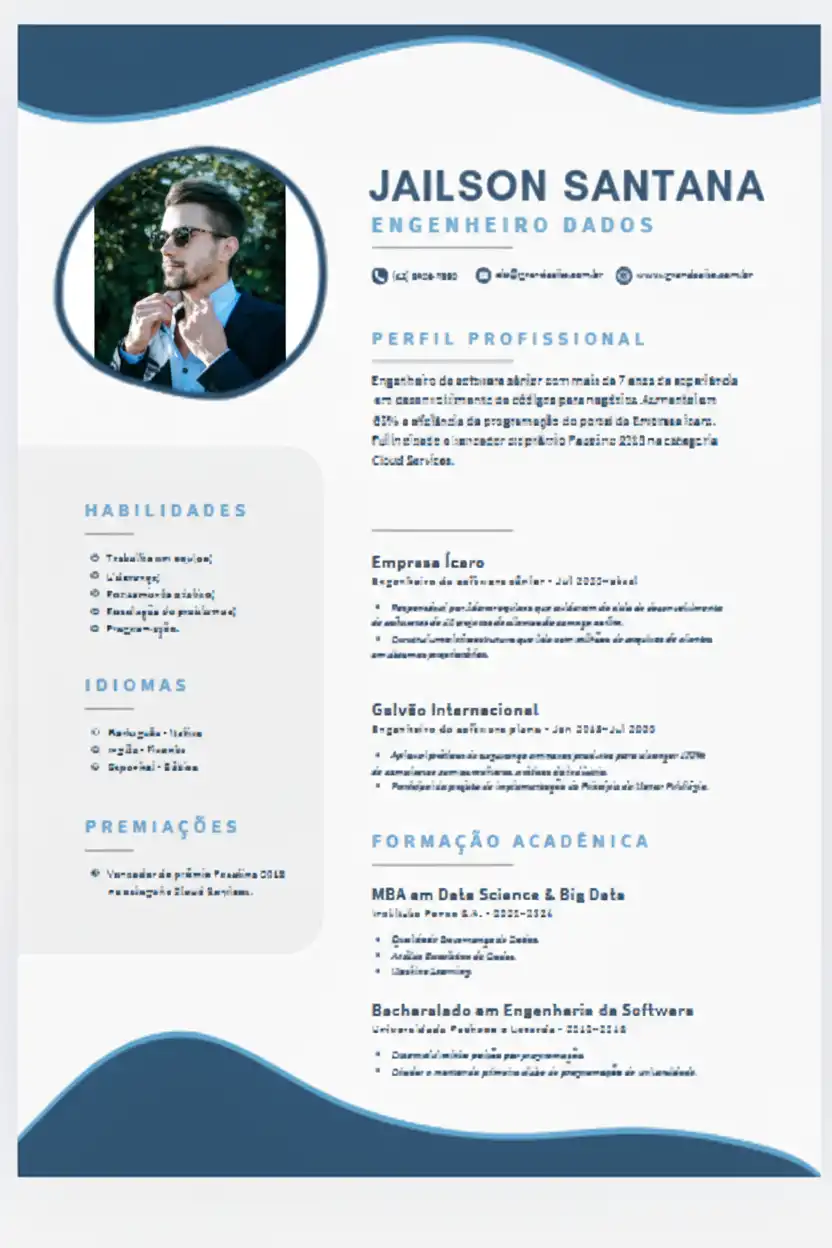 Modelo de currículo Profissional com estrutura sólida