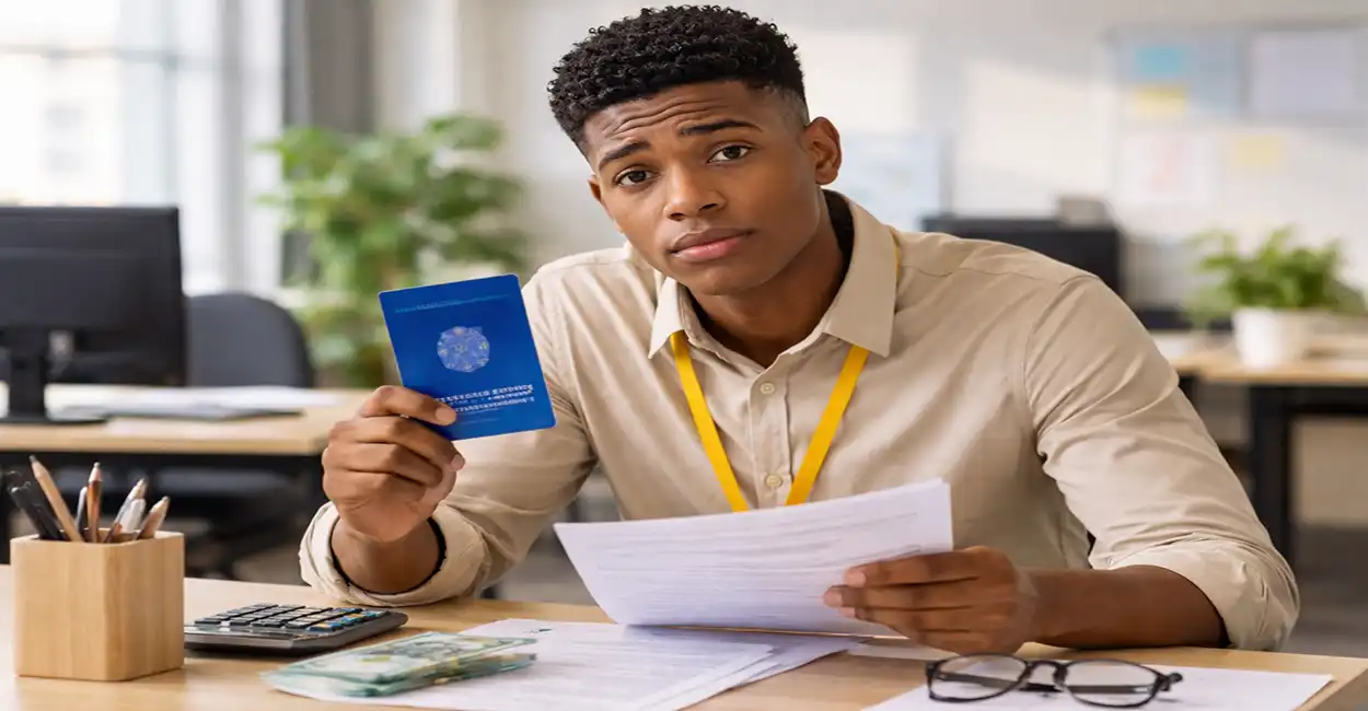 Jovem aprendiz com carteira de trabalho e dinheiro - Direito ao seguro-desemprego